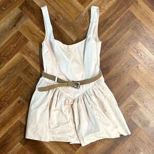 Zara Cream Mini Dress with Tan Belt medium